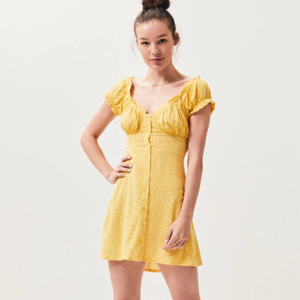 Pacsun LA Hearts Yellow Summer Button Dress